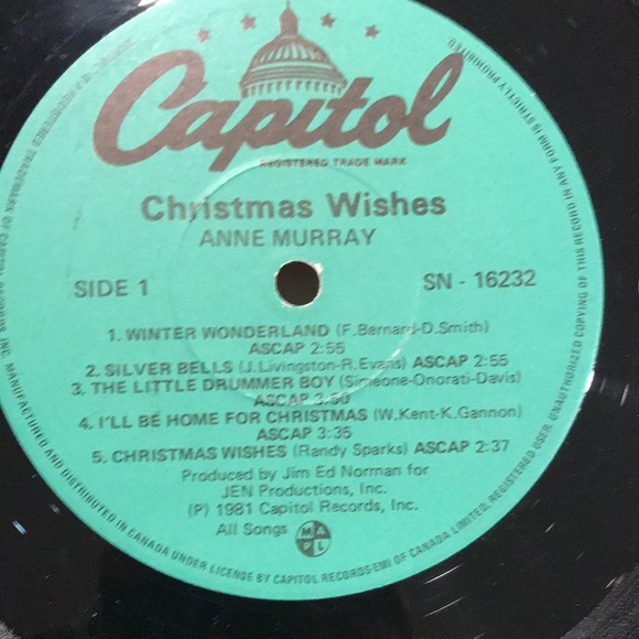 3/$30 Anne Murray Christmas Wishes Vintage Vinyl Album 1981 - Picture 3 of 4